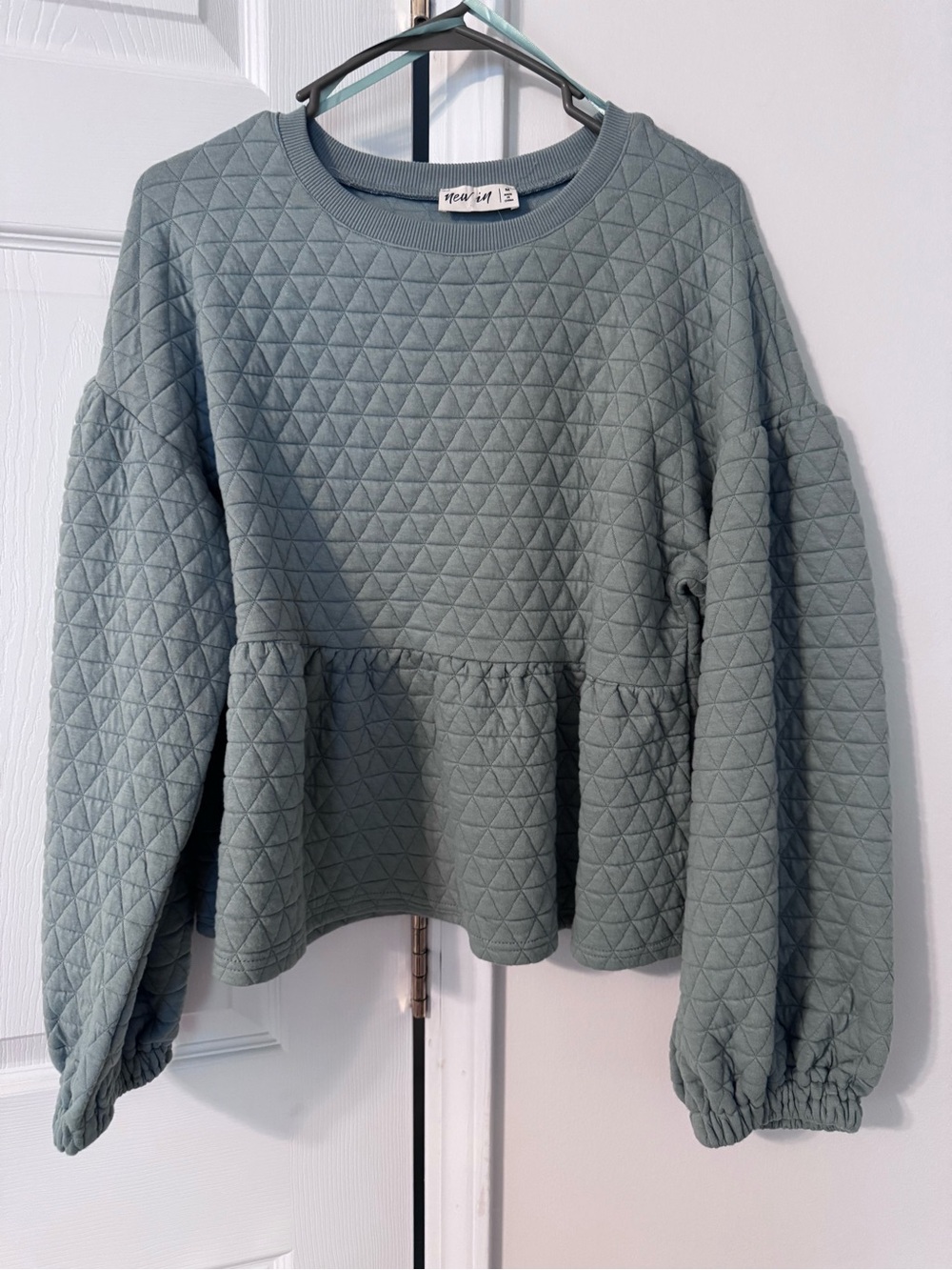 Quilted Peplum Sweatshirt - Sage Green